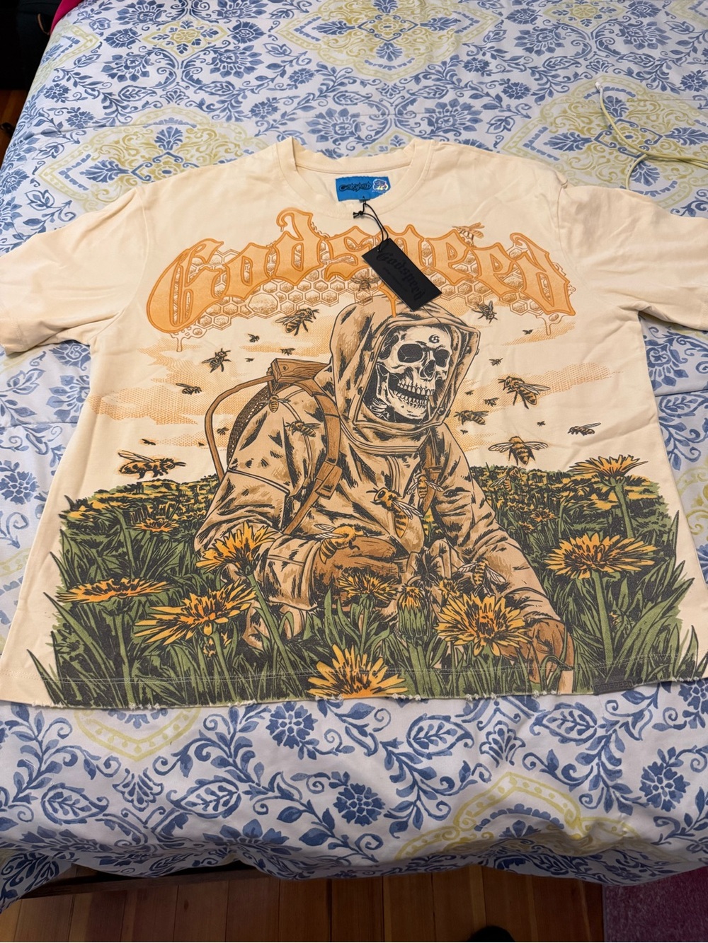Godspeed Save The Bees II Grey Men’s T Shirt Size S